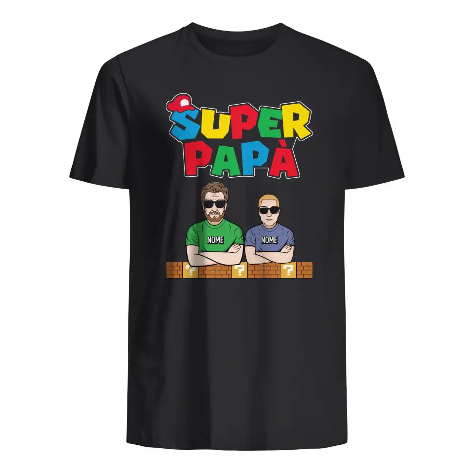 Maglietta personalizzata per Padre | Super papà Versione 2