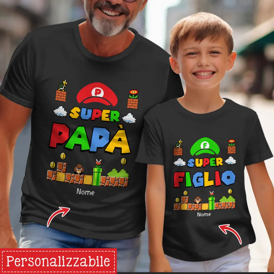 Maglietta personalizzata per Papà e suo figlio/figlia  | Super figlio, Super figlia