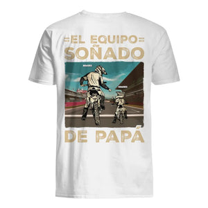 Personalizza magliette per papà | Regali personalizzati per papà | L'attrezzatura da sogno per il papà motociclista