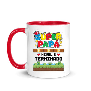 Taza Personalizada Para Padre | Súper Papá Nivel 3 Terminado