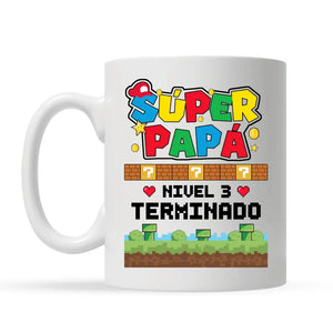 Taza Personalizada Para Padre | Súper Papá Nivel 3 Terminado