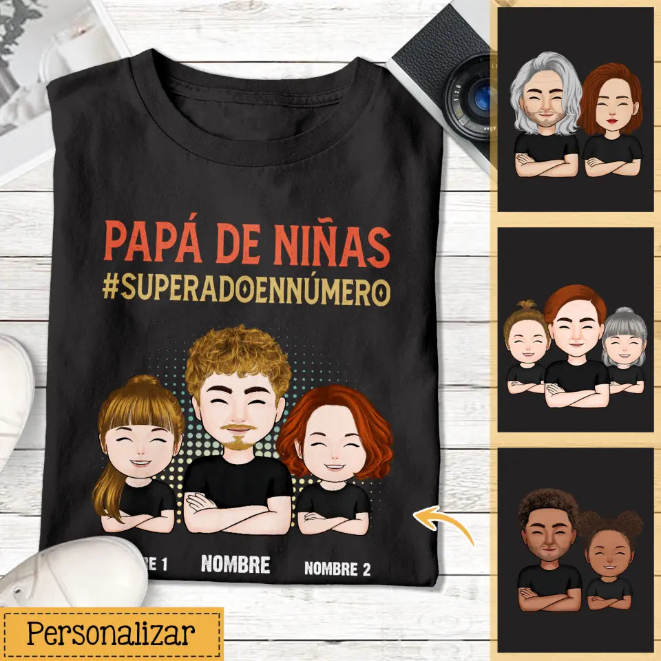 Personalizar Camisetas Para Papá | Papá de niñas
superado en número