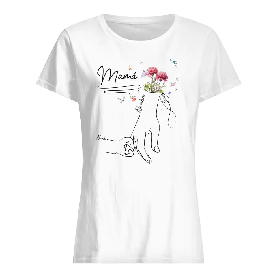 Personalizza magliette per la mamma | Mano della mamma con fiore del mese di nascita
