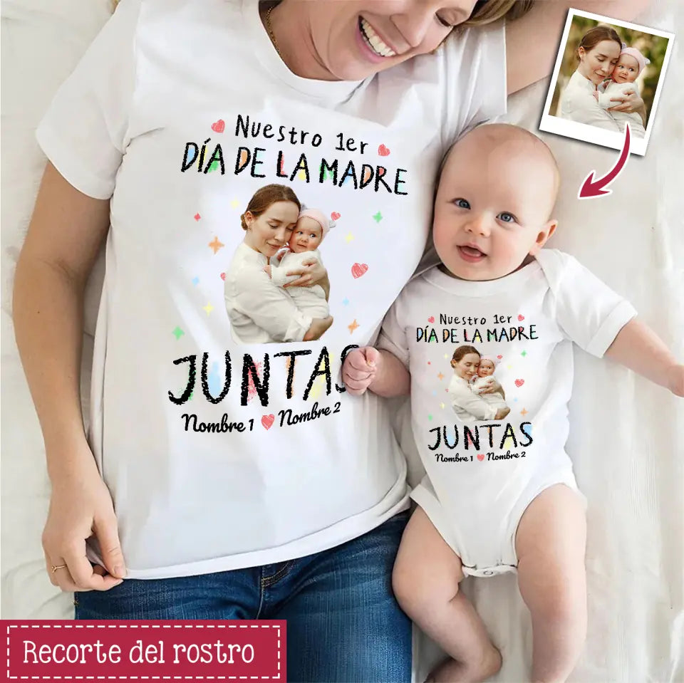 Personnaliser le T-shirt pour maman Photo personnalisée | Notre 1ère Fête des Mères ensemble