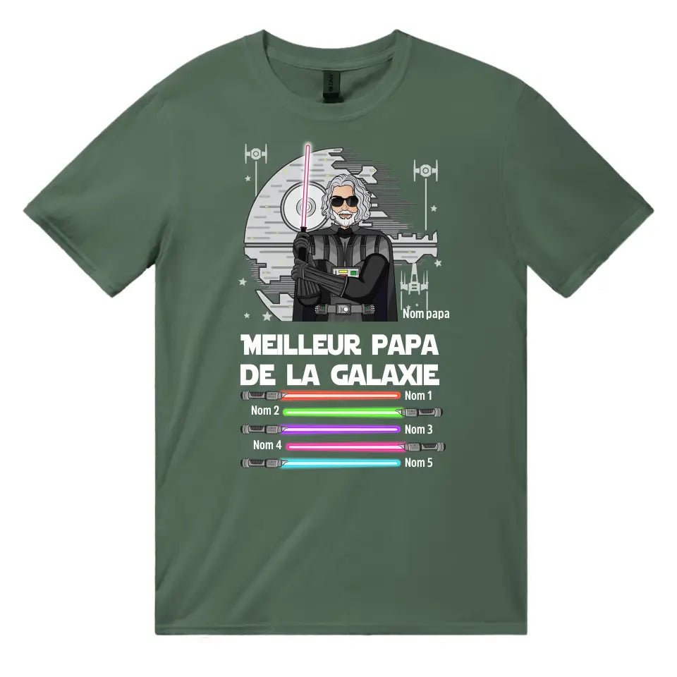 Tshirt personnalisé pour Papa | Meilleur Papa de la Galaxie gris