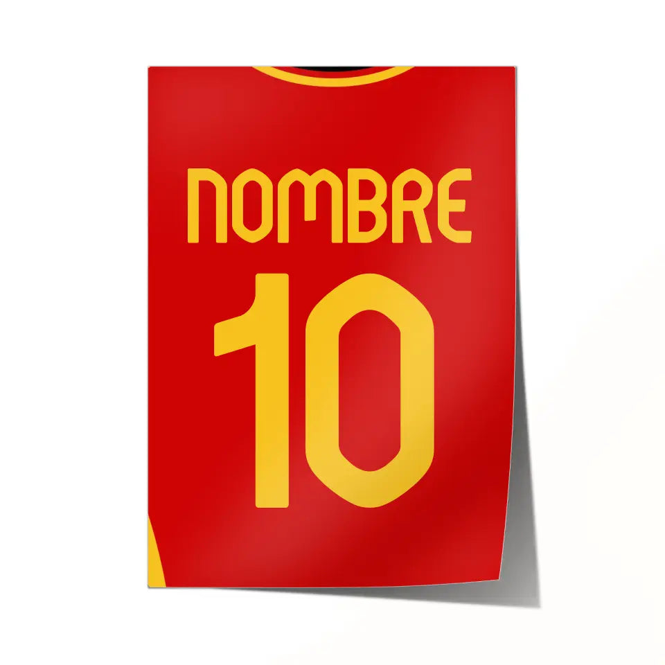 Póster de fútbol de España personalizado, nombre/número personalizado