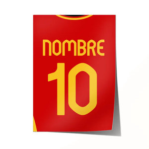 Póster de fútbol de España personalizado, nombre/número personalizado