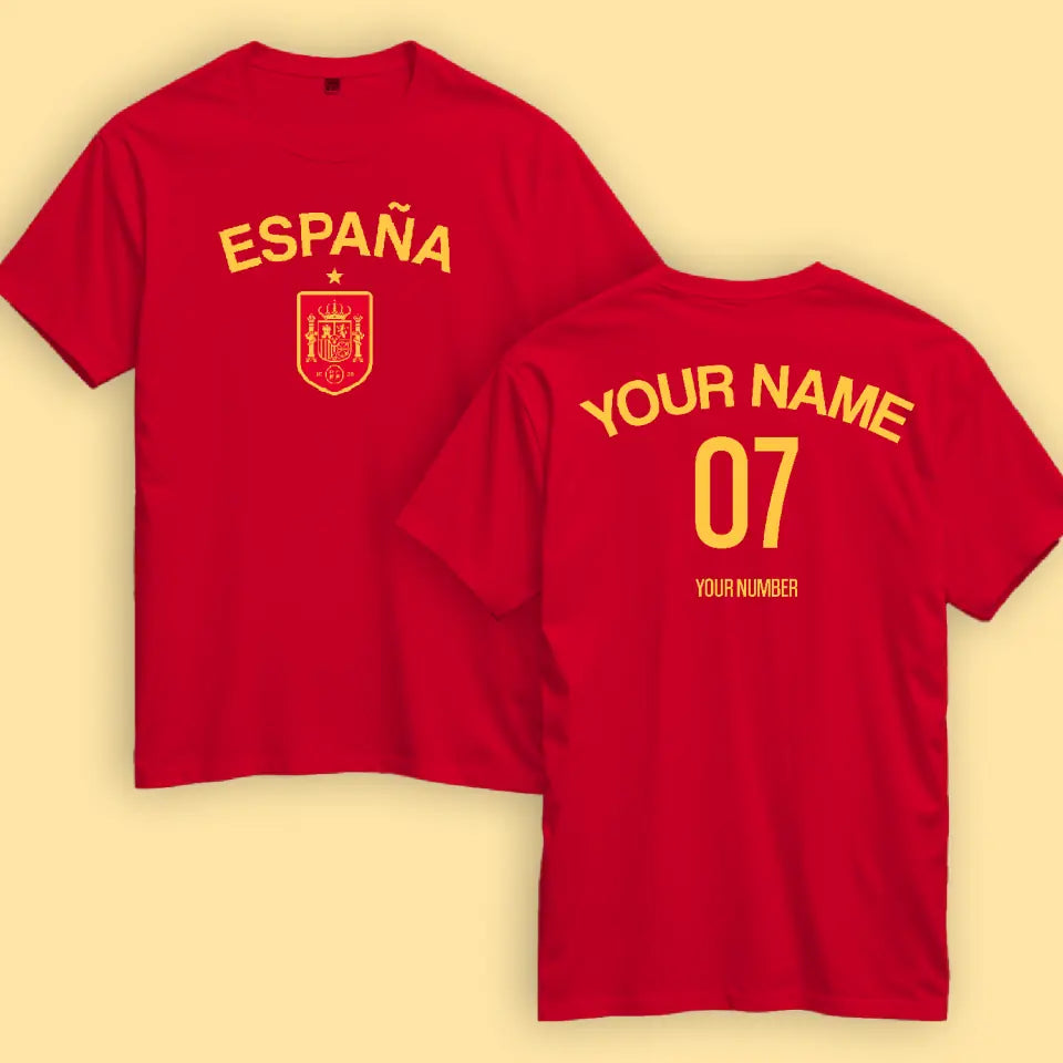 Camiseta personalizada de fútbol de España, nombre/número personalizado
