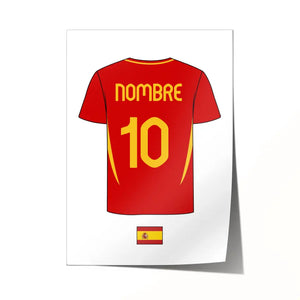 Póster de fútbol de España personalizado, nombre/número personalizado VER2