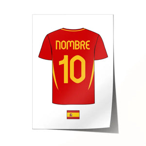 Póster de fútbol de España personalizado, nombre/número personalizado VER2