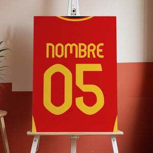 Póster de fútbol de España personalizado, nombre/número personalizado