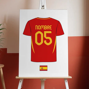 Póster de fútbol de España personalizado, nombre/número personalizado VER2