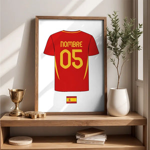 Póster de fútbol de España personalizado, nombre/número personalizado VER2