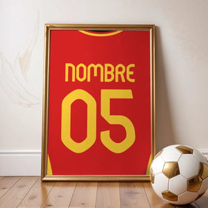 Póster de fútbol de España personalizado, nombre/número personalizado