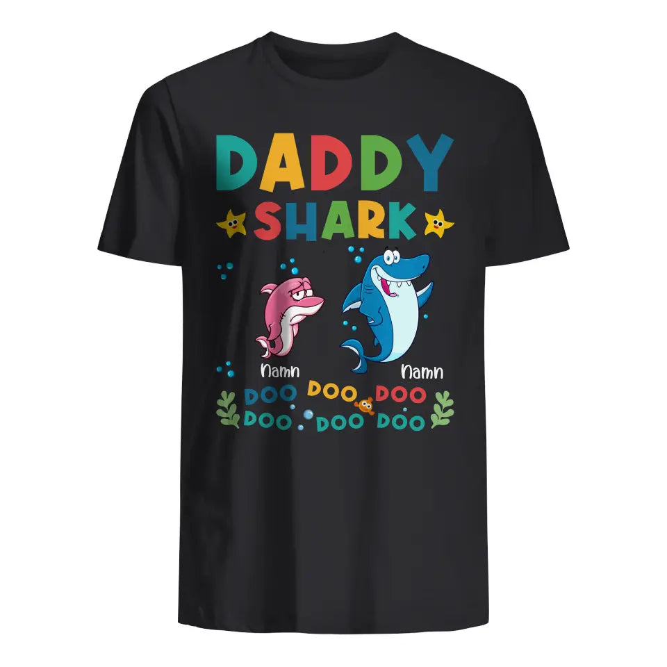 Personlig t-shirt till pappa | Personlig presenter till far | Pappa Haj - Daddy shark