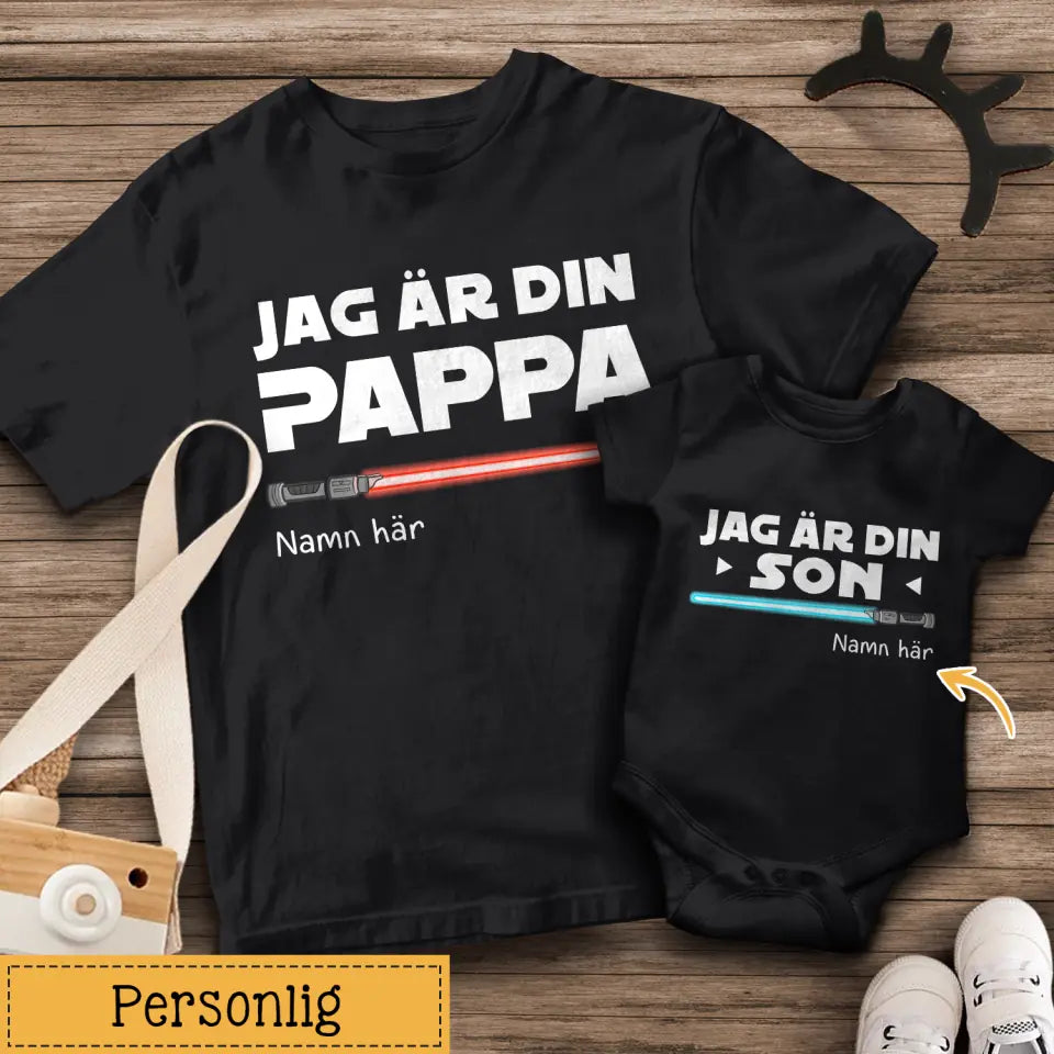 Personlig T-shirt till Nybliven Pappa - Jag är din Pappa jag är din Son/Dotter
