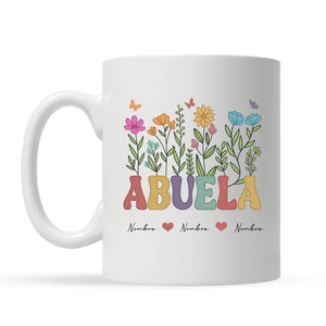 Taza Personalizada Para Abuelita | Taza de flores con nombres para abuela