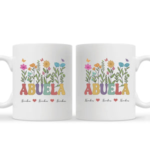 Taza Personalizada Para Abuelita | Taza de flores con nombres para abuela