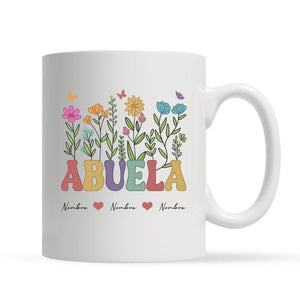 Taza Personalizada Para Abuelita | Taza de flores con nombres para abuela