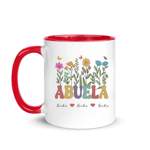 Taza Personalizada Para Abuelita | Taza de flores con nombres para abuela