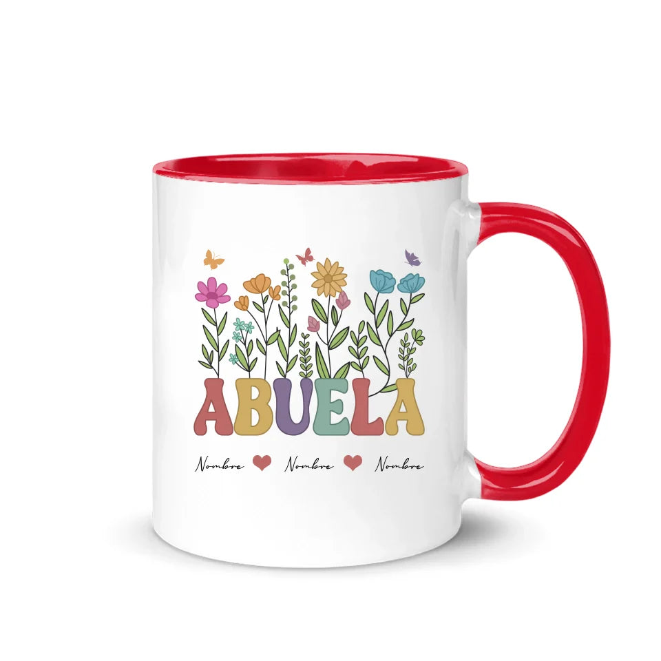 Taza Personalizada Para Abuelita | Taza de flores con nombres para abuela