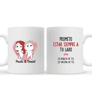 Prometto di essere sempre al tuo fianco, tazza regalo personalizzabile per lui e per lei