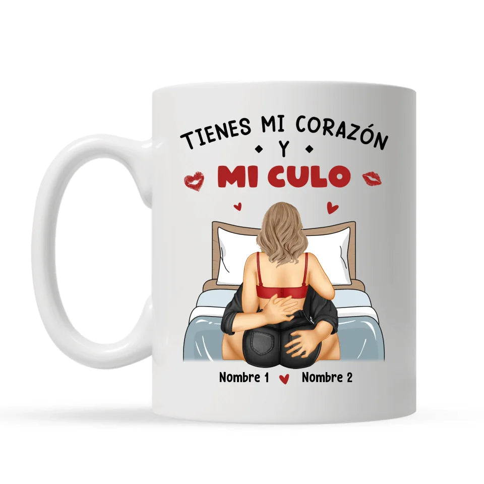 Taza Personalizada Para Pareja | Tienes mi corazón y mi culo