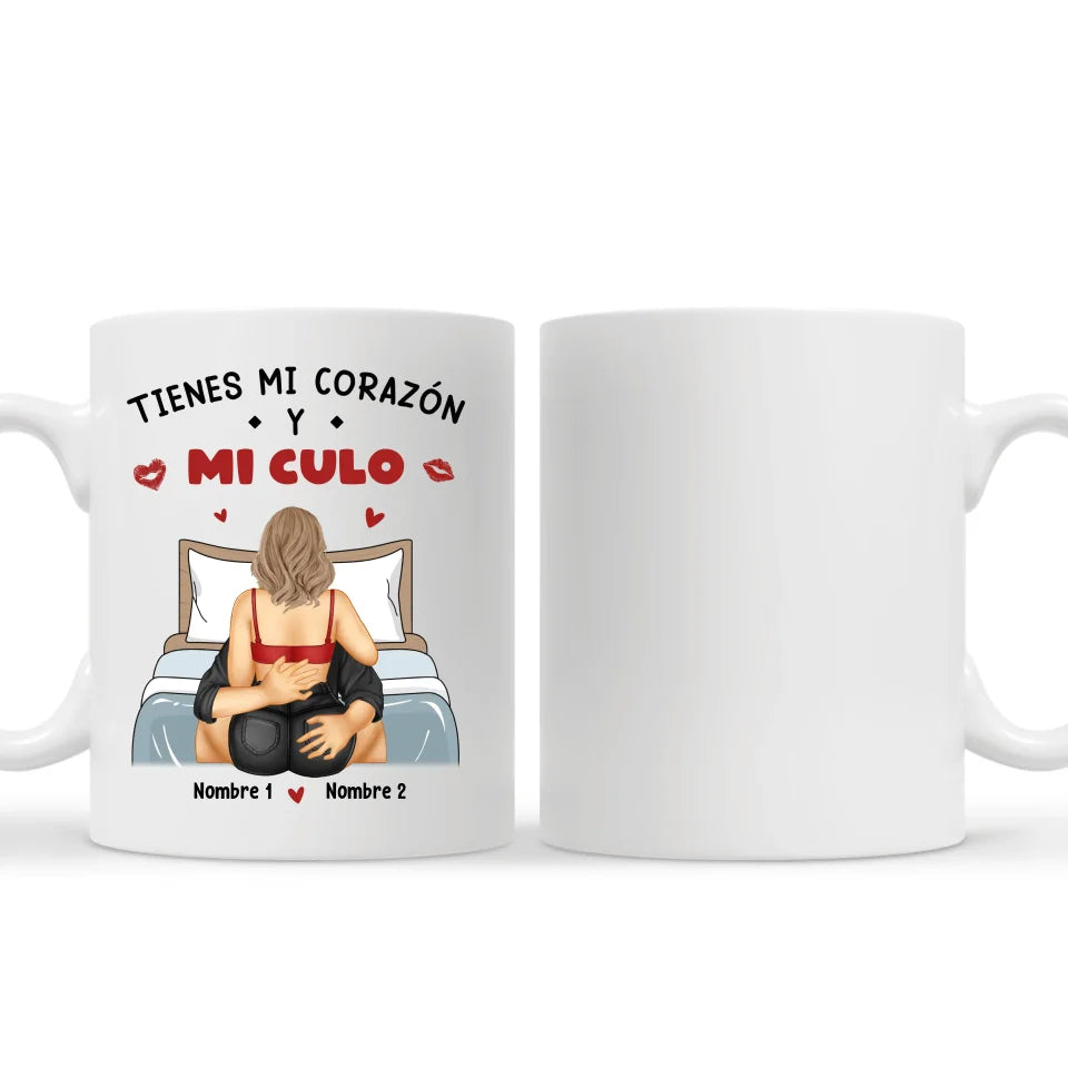 Taza Personalizada Para Pareja | Tienes mi corazón y mi culo