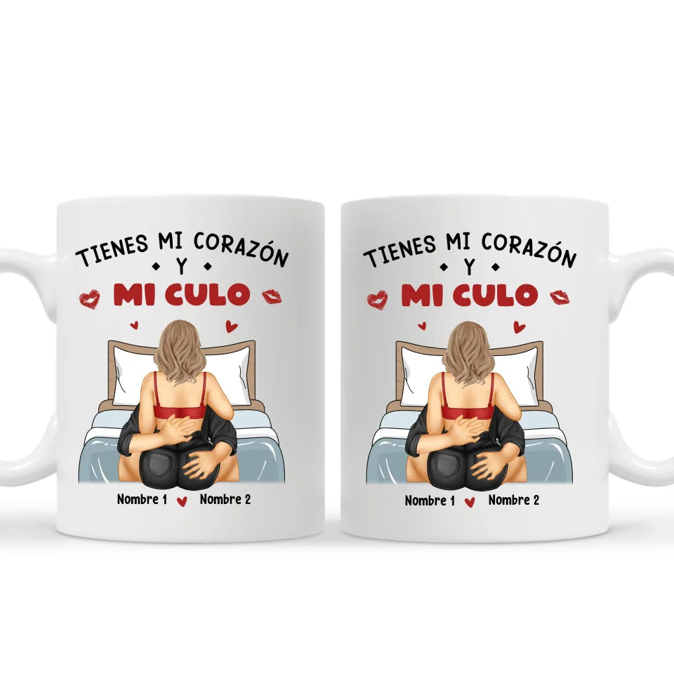 Taza Personalizada Para Pareja | Tienes mi corazón y mi culo