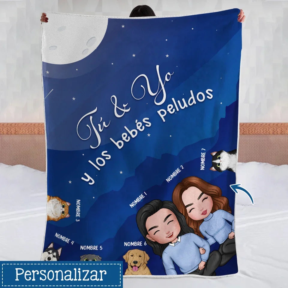 Personalizar Mantas Polar Para Pareja | Personalizado Regalo Para Pareja | Tú & yo y los bebés peludos V2