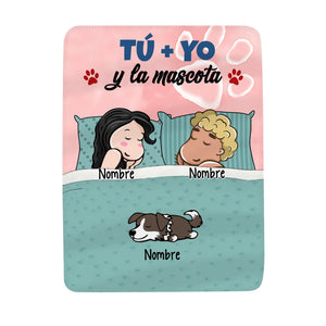 Personalizar Mantas Polar Para Amante De Los Animales | Personalizado Regalo Para Amante De Los Perros | Tú Yo Y La Mascota