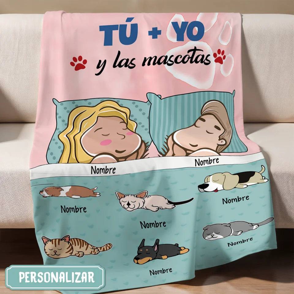 Personalizar Mantas Polar Para Amante De Los Animales | Personalizado Regalo Para Amante De Los Perros | Tú Yo Y La Mascota