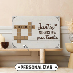 Lienzo Personalizado Crucigramas Para Familia - Abuela eres especial Juntos formamos una gran familia