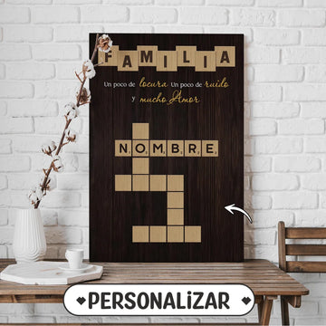 Toile Personnalisée Crucigramas  pour Famille - Familia Un poco de locura Un poco de ruido y mucho amor