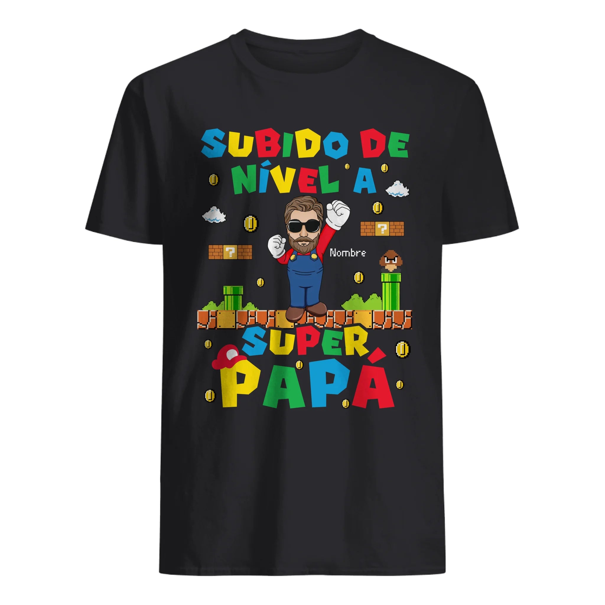 Subido de nivel a Super Papá - Personalizado camiseta para padre