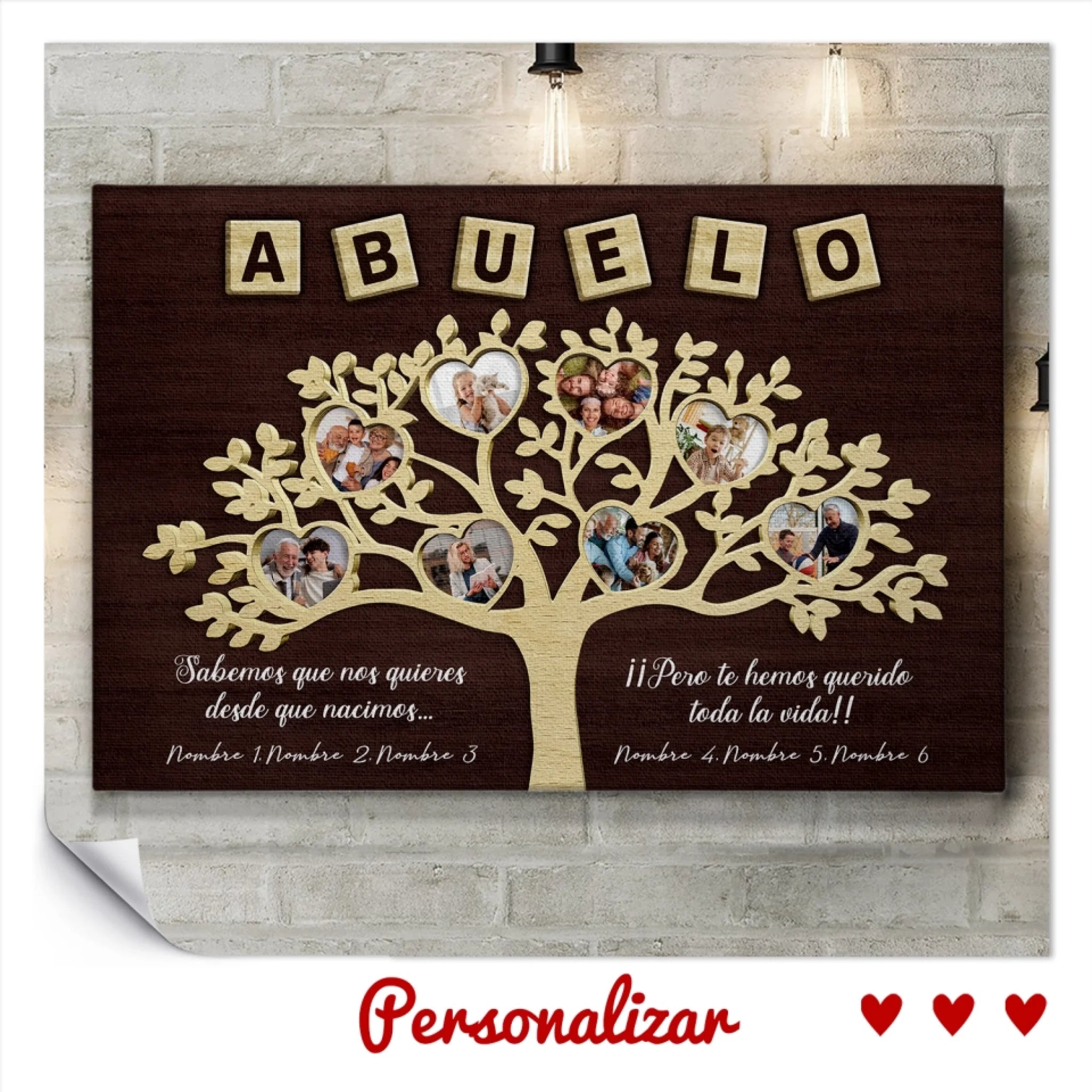 Lienzo Personalizado Para Abuelo | Personalizado Regalo Para Abuelito | Te hemos querido toda la vida!!