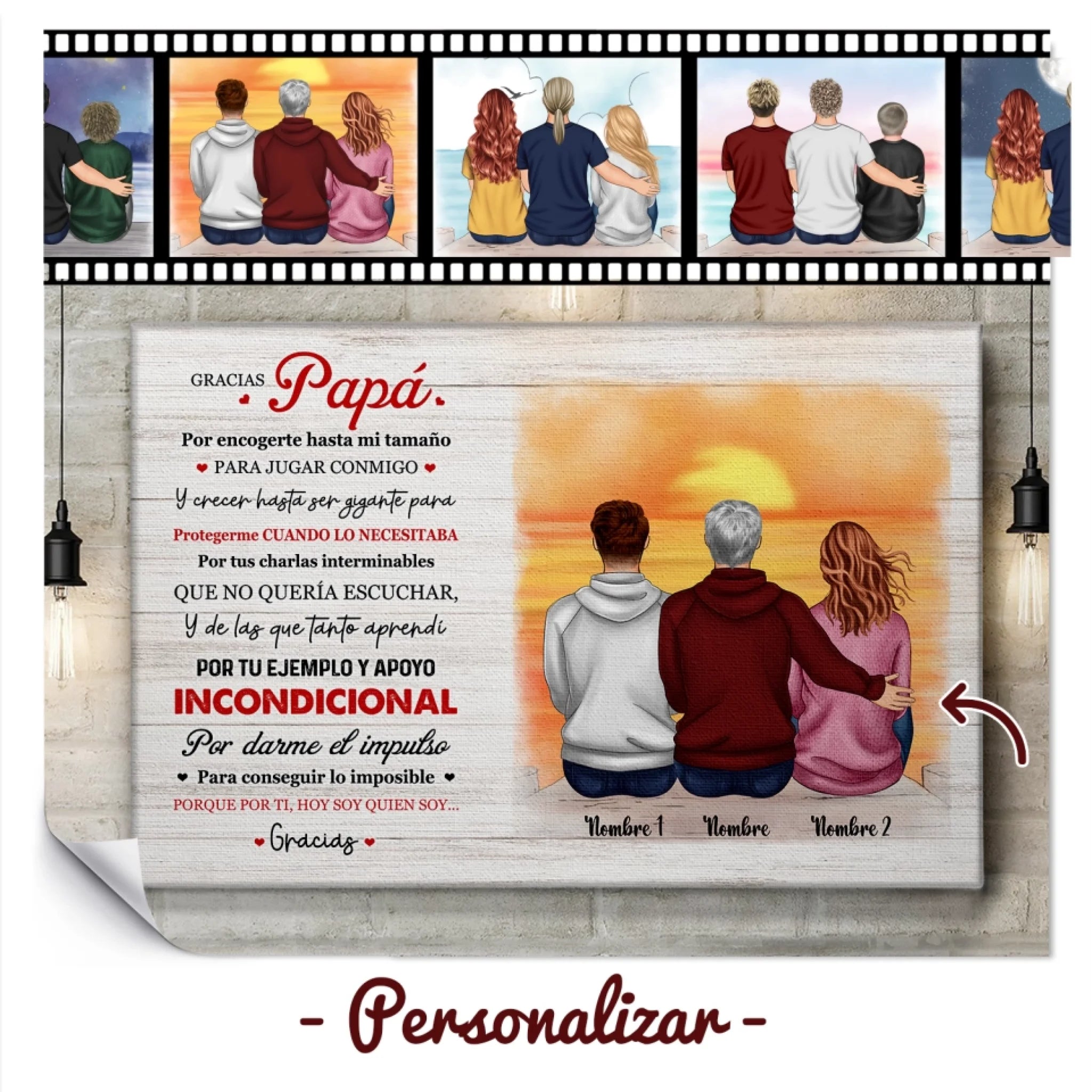 Lienzo Personalizado Para Papá | Personalizado Regalo Para Papá | Gracias Papá