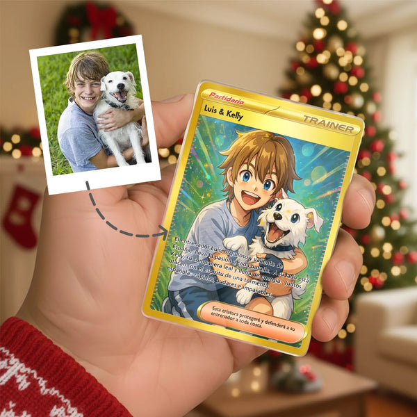 Tarjeta personalizada Dueño & Mascota – Estilo Carta de Diseño Anime Inspirada en Cartas Coleccionables - Regalo para amantes de las mascotas