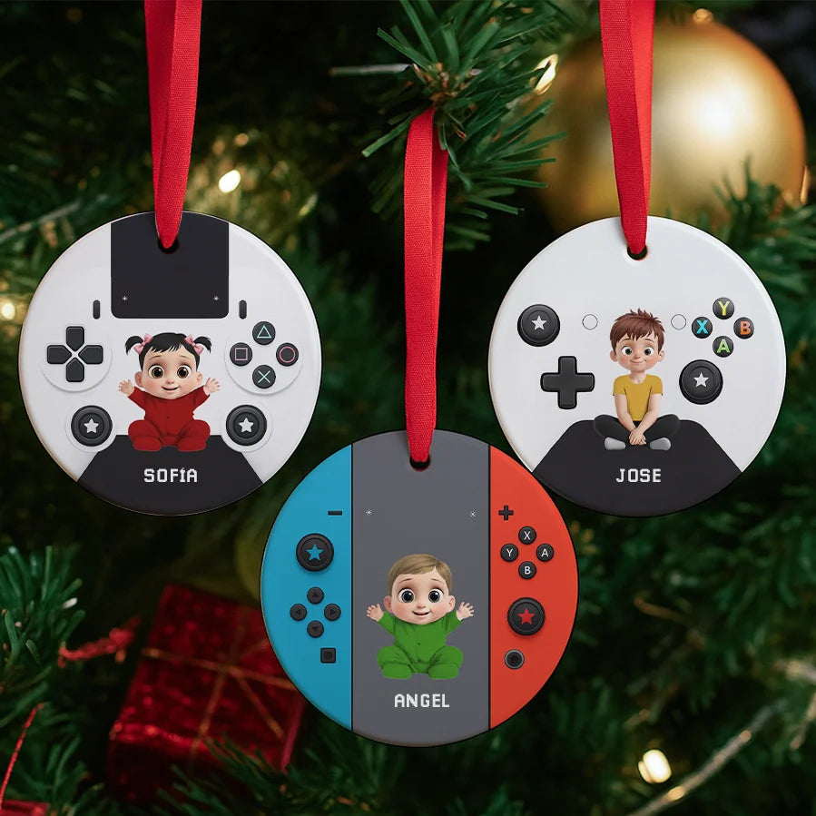 Adorno Gamer – Bolas de Navidad Personalizadas para Niños y Familia