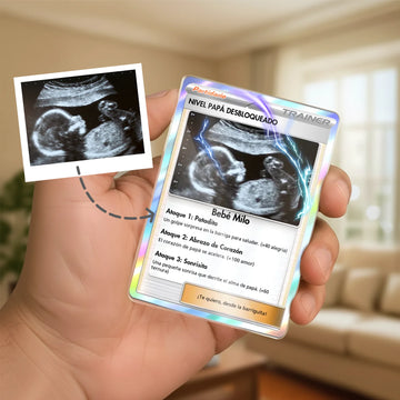 Tarjeta personalizada Nivel Papá Desbloqueado – Estilo Carta Fantasía Inspirada en Cartas Coleccionables - Regalo Original para Papá Primerizo
