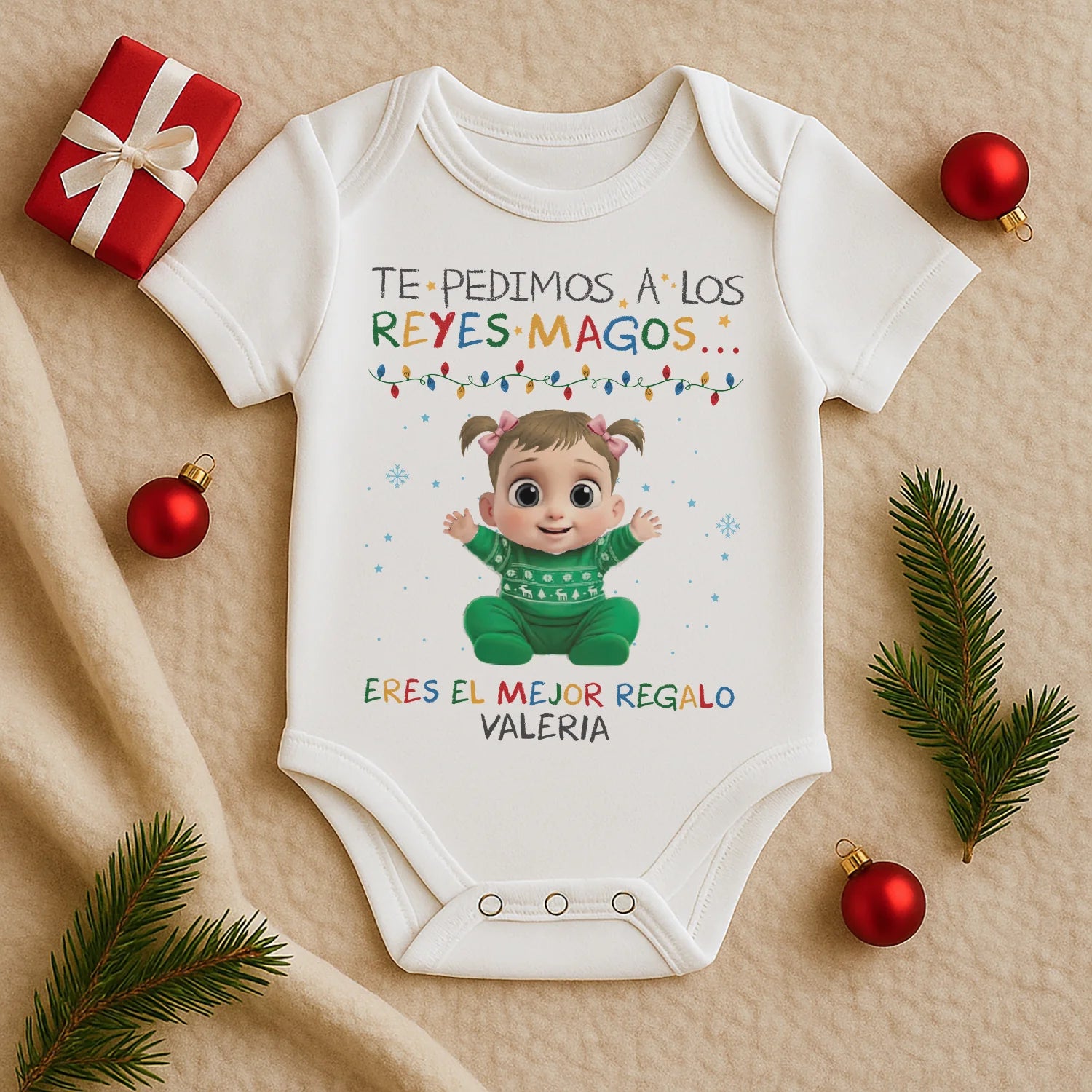 Te pedimos a los Reyes Magos…y tú eres el mejor regalo – Body bebé personalizado de Navidad