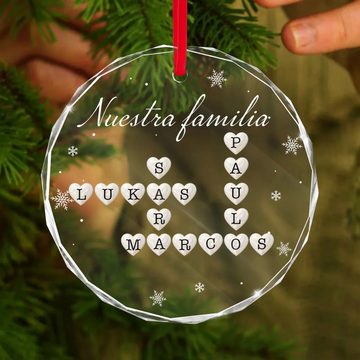 Bola de Navidad Decoración única estilo crucigrama – Adorno de cristal personalizado