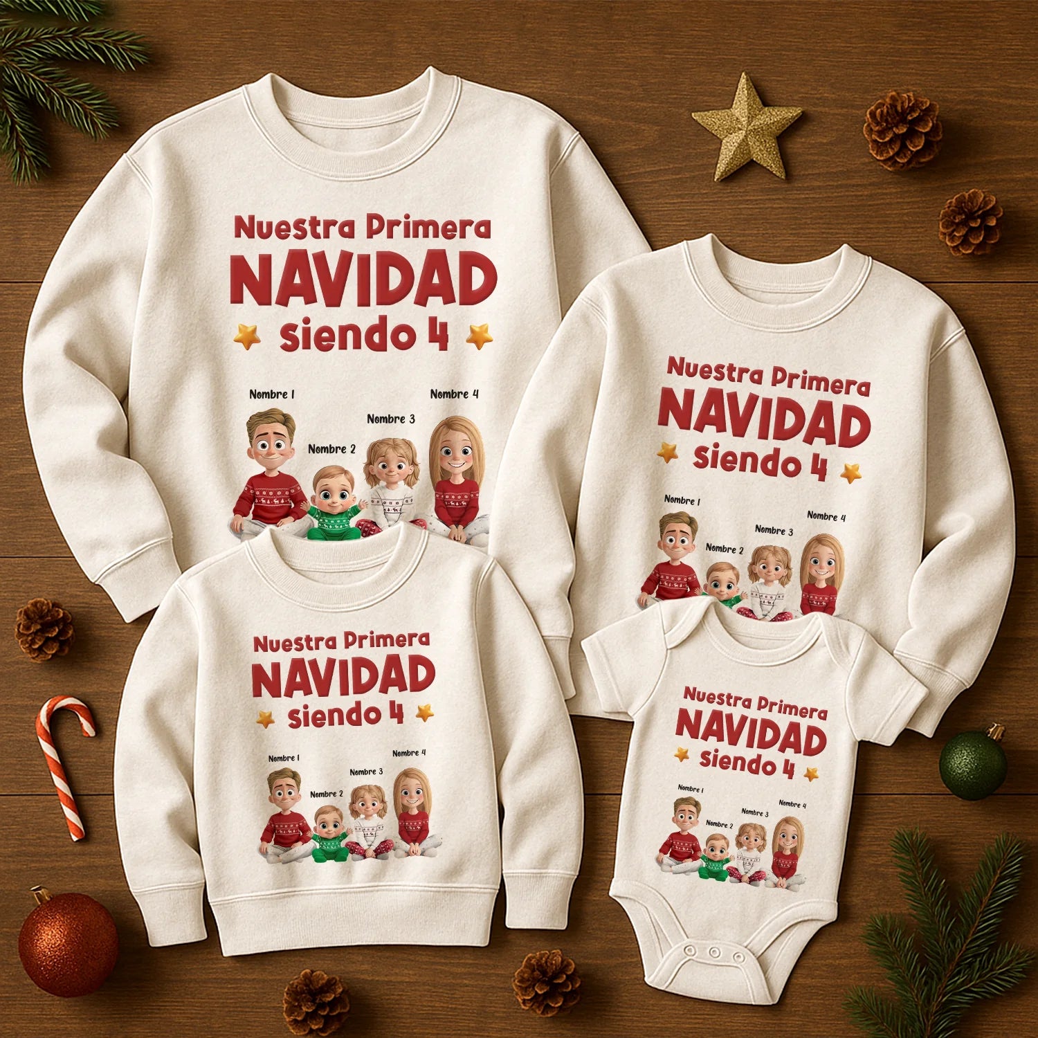Nuestro primera navidad siendo - Sudadera infantil personalizado
