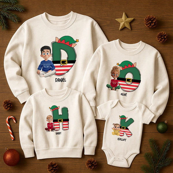 Personaje y nombres de dibujos animados navideños personalizados - Sudadera unisex personalizado