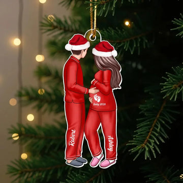 Adorno acrílico personalizado de embarazo – Regalo de Navidad para mamá primeriza y futuros padres