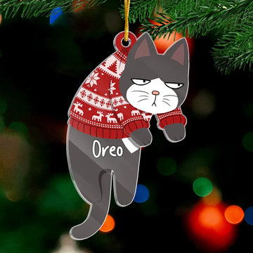 Acrílico Adorno navideño personalizado de gato – Regalo para amantes de los gatos