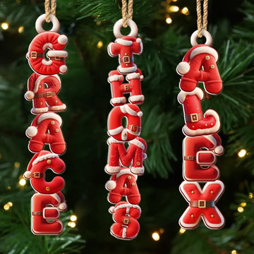 Adorno acrílico con letra estilo traje de Santa – Regalos de Navidad personalizados para mamá, papá, hermanos, hermanas y niños