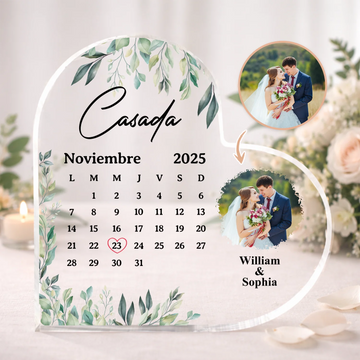 Cristal plaque personalizada - Calendario fotográfico personalizado para parejas casadas