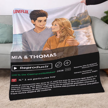 Manta personalizada para pareja - Loveflix - Estilo Anime
