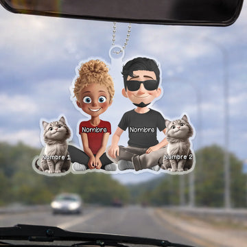 Adorno para coche para Parejas - Tú, Yo y el Perro Gato - Decoracion coches
